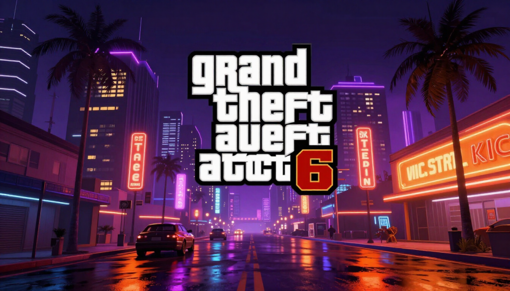 Cena noturna de cidade inspirada em GTA 6