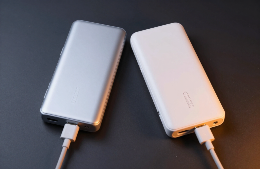 Duas powerbanks lado a lado a carregar